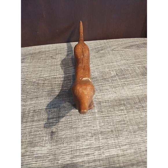 Carved Wood Dachshund wiener Dog Figure Signed - Picture 2 of 7